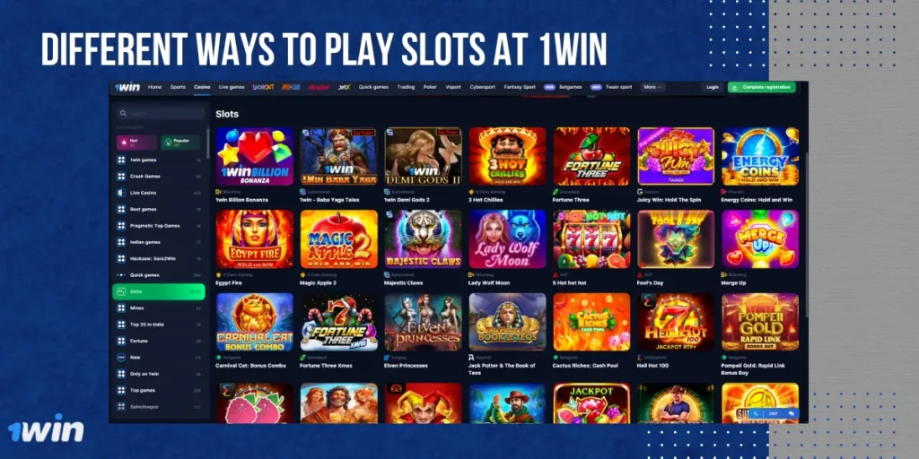 Different Ways to Play Slots at 1Win