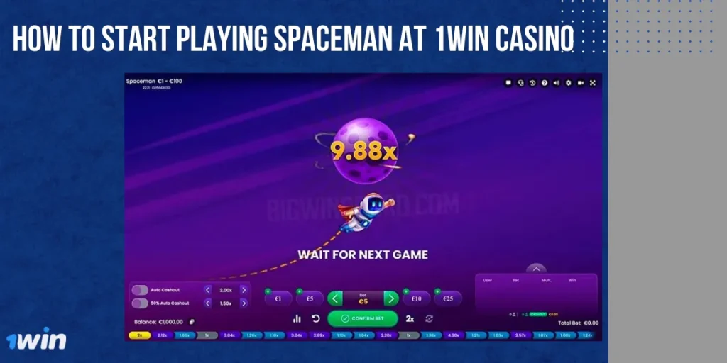 How to start playing Spaceman at 1Win Casino