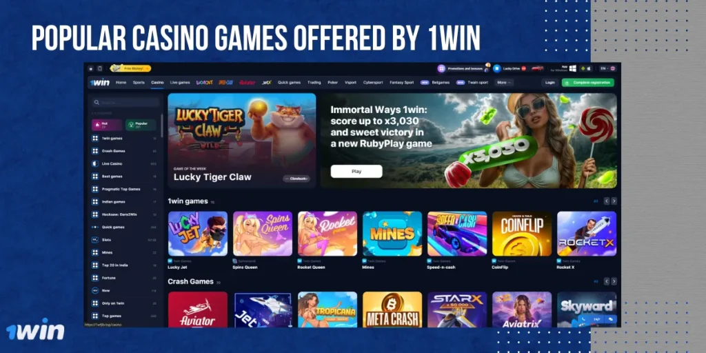 Popular Casino Games Offered by 1Win