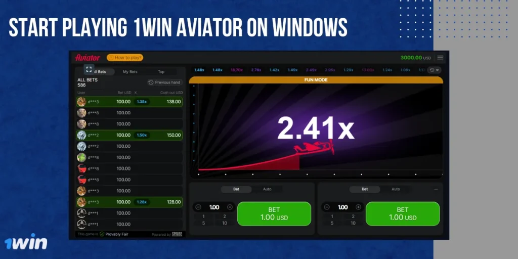 Start Playing 1Win Aviator On Windows