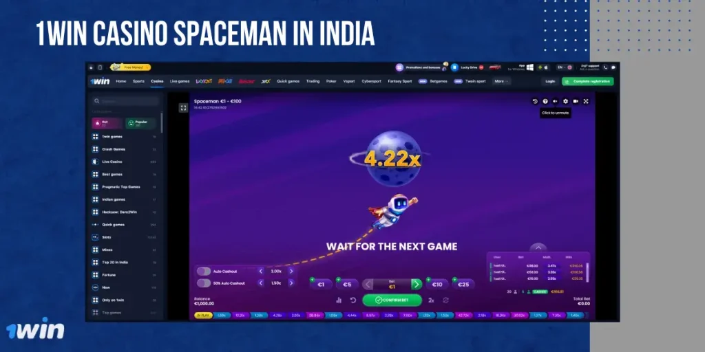 1Win Casino Spaceman in India